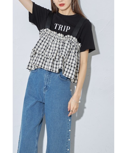 &. NOSTALGIA(アンドドットノスタルジア)の「【ZOZO限定】チェック柄マルチWAYティアードビスチェ(Tシャツ/カットソー・レディース・ホワイト系その他/ブラック系その他・M)」の9枚目の写真
