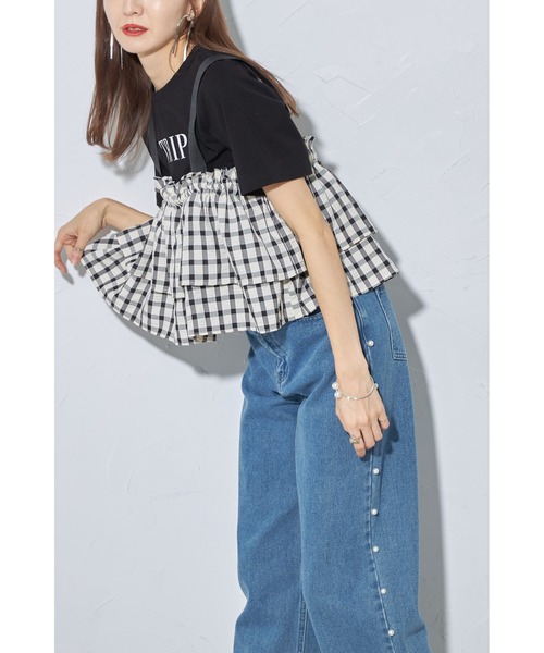 &. NOSTALGIA(アンドドットノスタルジア)の「【ZOZO限定】チェック柄マルチWAYティアードビスチェ(Tシャツ/カットソー・レディース・ホワイト系その他/ブラック系その他・M)」の11枚目の写真