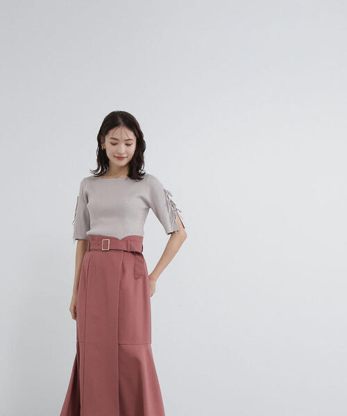 NATURAL BEAUTY BASIC(ナチュラルビューティーベーシック)の「◇スリットリボンスリーブニット(ニット/セーター・レディース・ブラック/ライトグリーン/グレイッシュベージュ・FREE)」の18枚目の写真