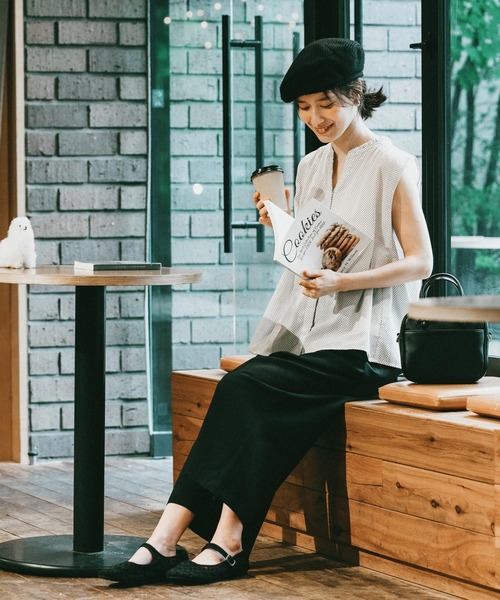 studio CLIP（スタディオクリップ）の「【紫外線防止/接触冷感/イージーケア/マシンウォッシャブル】オールイージーワイドストレートパンツ（その他パンツ・レディース・ネイビー/ライトグレー/ブラック・MEDIUM/LARGE）」の12枚目の写真