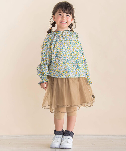 Noeil aime BeBe（ノイユエイムベベ）の「チュールスカート付きスパッツ(90~130cm)（スカート・キッズ・ベージュ/グレー・90cm/100cm/110cm/120cm/130cm）」の5枚目の写真