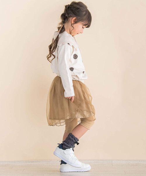 Noeil aime BeBe（ノイユエイムベベ）の「チュールスカート付きスパッツ(90~130cm)（スカート・キッズ・ベージュ/グレー・90cm/100cm/110cm/120cm/130cm）」の6枚目の写真