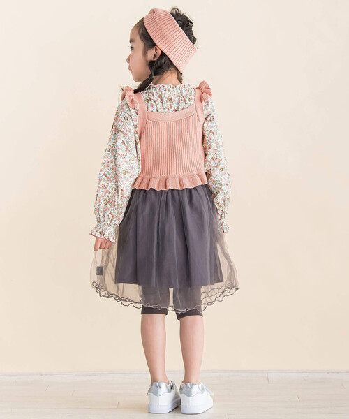 Noeil aime BeBe（ノイユエイムベベ）の「チュールスカート付きスパッツ(90~130cm)（スカート・キッズ・ベージュ/グレー・90cm/100cm/110cm/120cm/130cm）」の7枚目の写真