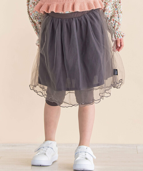 Noeil aime BeBe（ノイユエイムベベ）の「チュールスカート付きスパッツ(90~130cm)（スカート・キッズ・ベージュ/グレー・90cm/100cm/110cm/120cm/130cm）」の8枚目の写真
