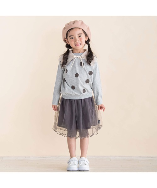 Noeil aime BeBe（ノイユエイムベベ）の「チュールスカート付きスパッツ(90~130cm)（スカート・キッズ・ベージュ/グレー・90cm/100cm/110cm/120cm/130cm）」の4枚目の写真