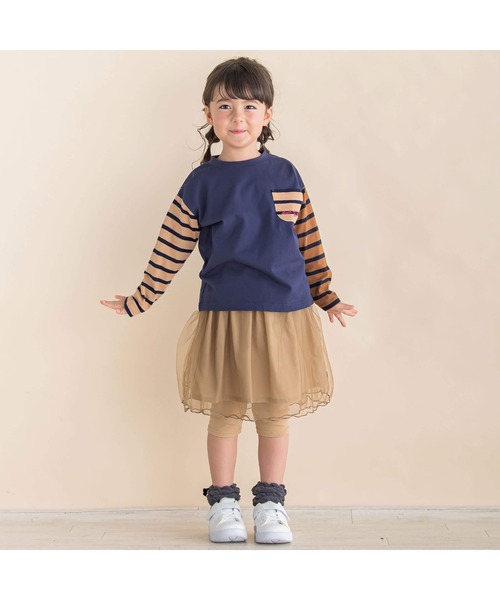 Noeil aime BeBe（ノイユエイムベベ）の「チュールスカート付きスパッツ(90~130cm)（スカート・キッズ・ベージュ/グレー・90cm/100cm/110cm/120cm/130cm）」の3枚目の写真