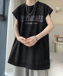【NOWLE】ルーズシルエット ロゴ ノースリーブ Tシャツ
