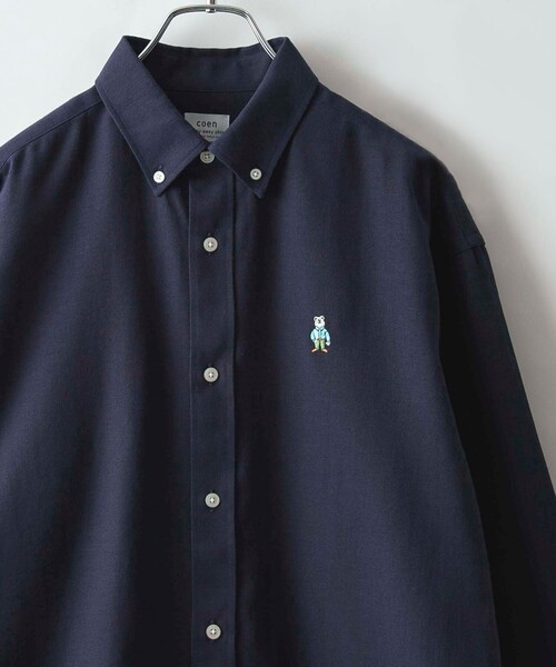 coen（コーエン）の「ワンポイントベア刺繍レギュラーカラーシャツ（シャツ/ブラウス・メンズ・ホワイト/ライトブルー/その他1/ネイビー・M/S/XL/L）」の3枚目の写真