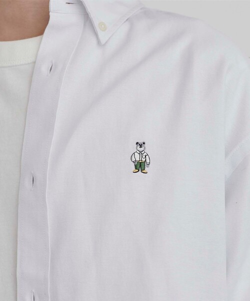 coen（コーエン）の「ワンポイントベア刺繍レギュラーカラーシャツ（シャツ/ブラウス・メンズ・ホワイト/ライトブルー/その他1/ネイビー・M/S/XL/L）」の6枚目の写真