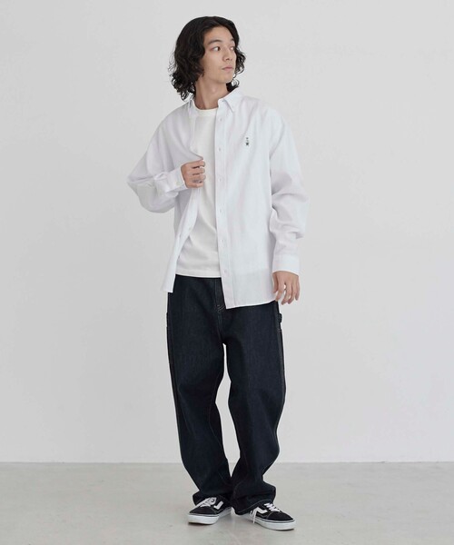 coen（コーエン）の「ワンポイントベア刺繍レギュラーカラーシャツ（シャツ/ブラウス・メンズ・ホワイト/ライトブルー/その他1/ネイビー・M/S/XL/L）」の9枚目の写真