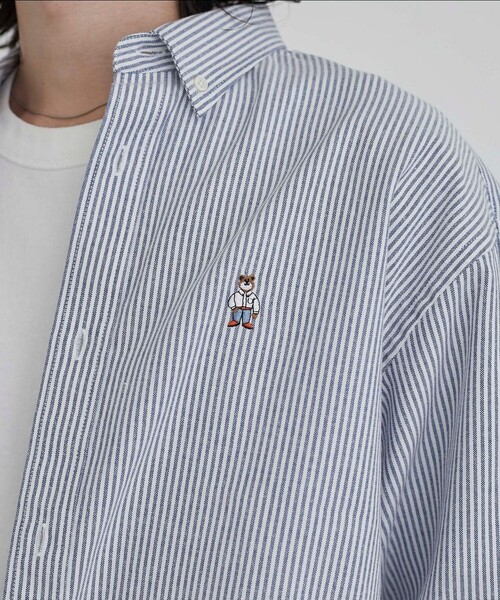 coen（コーエン）の「ワンポイントベア刺繍レギュラーカラーシャツ（シャツ/ブラウス・メンズ・ホワイト/ライトブルー/その他1/ネイビー・M/S/XL/L）」の16枚目の写真