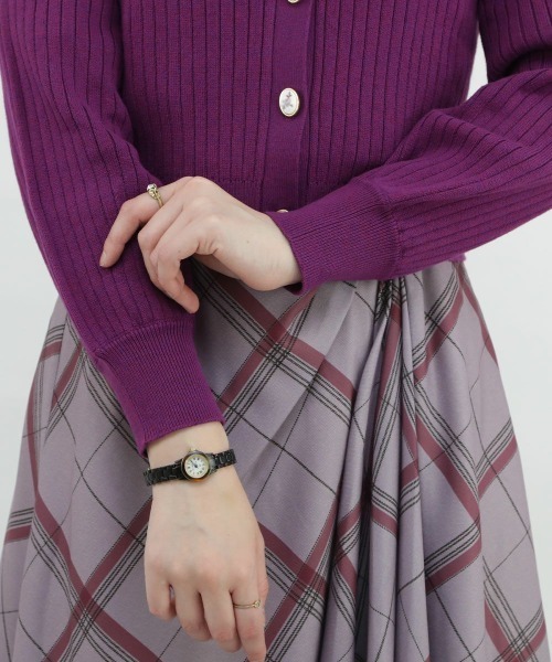 an another angelus（アンアナザーアンジェラス）の「アートローズプリント釦リブニットカーディガン/ananotherangelus（カーディガン/ボレロ・レディース・ブルーグリーン/アイボリー/パープル・FREE）」の14枚目の写真