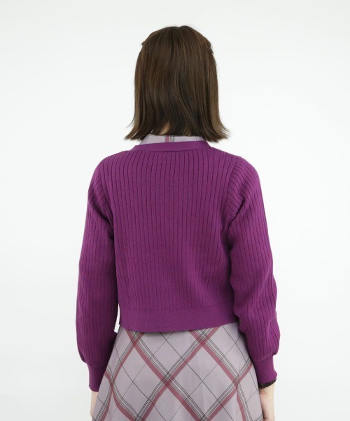 an another angelus（アンアナザーアンジェラス）の「アートローズプリント釦リブニットカーディガン/ananotherangelus（カーディガン/ボレロ・レディース・ブルーグリーン/アイボリー/パープル・FREE）」の15枚目の写真