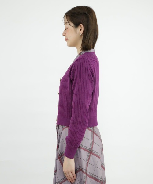 an another angelus（アンアナザーアンジェラス）の「アートローズプリント釦リブニットカーディガン/ananotherangelus（カーディガン/ボレロ・レディース・ブルーグリーン/アイボリー/パープル・FREE）」の16枚目の写真