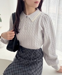 【ZOZOTOWN限定商品】ハートボタンケーブルニット