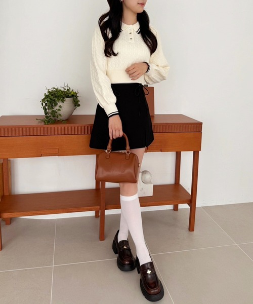 one after another NICE CLAUP(ワンアフターアナザーナイスクラップ)の「【ZOZOTOWN限定商品】ハートボタンケーブルニット(ニット/セーター・レディース・アイボリー/ブラック/ブラウン/ラベンダー・FREE)」の17枚目の写真