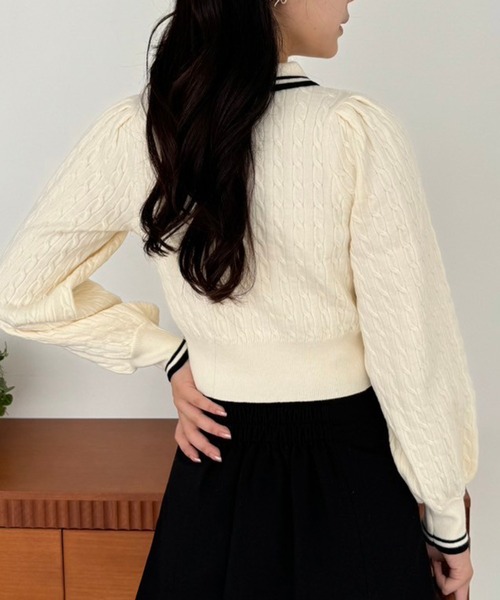 one after another NICE CLAUP(ワンアフターアナザーナイスクラップ)の「【ZOZOTOWN限定商品】ハートボタンケーブルニット(ニット/セーター・レディース・アイボリー/ブラック/ブラウン/ラベンダー・FREE)」の16枚目の写真
