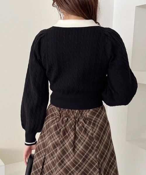one after another NICE CLAUP(ワンアフターアナザーナイスクラップ)の「【ZOZOTOWN限定商品】ハートボタンケーブルニット(ニット/セーター・レディース・アイボリー/ブラック/ブラウン/ラベンダー・FREE)」の7枚目の写真