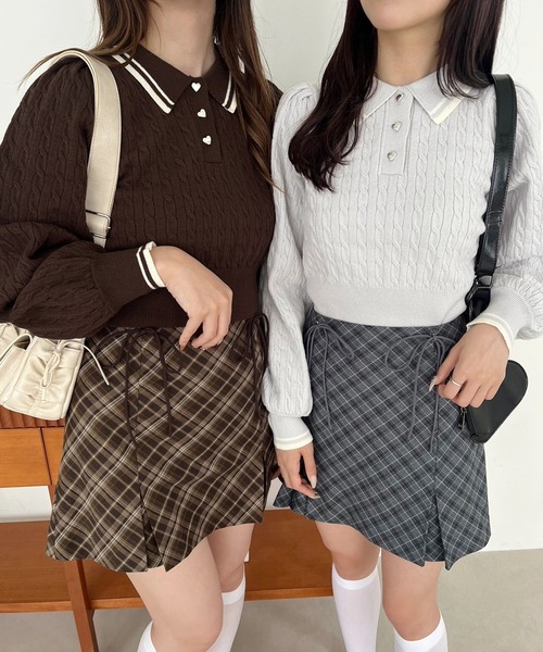 one after another NICE CLAUP(ワンアフターアナザーナイスクラップ)の「【ZOZOTOWN限定商品】ハートボタンケーブルニット(ニット/セーター・レディース・アイボリー/ブラック/ブラウン/ラベンダー・FREE)」の11枚目の写真