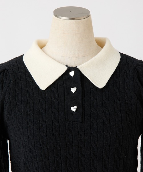 当日発送　S button layered knit tops セール】セットアップ可シャツドッキングニットトップス（ニット