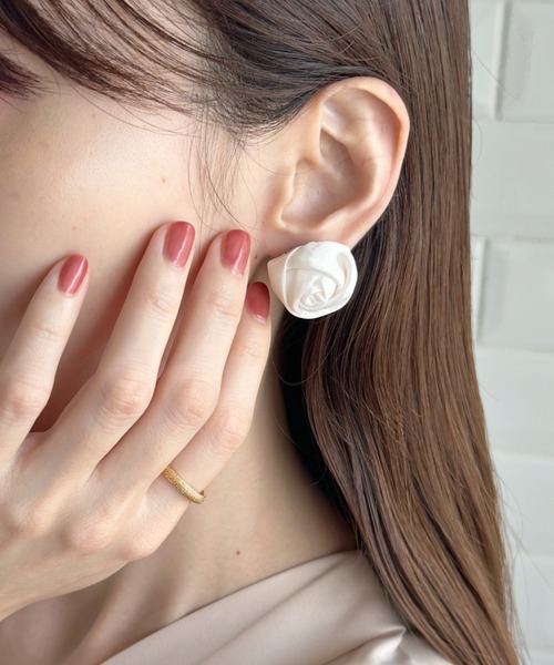 セール】5色展開/ローズコサージュピアス-rose corsage pierce