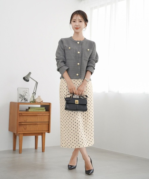 Vaniller ノーカラージャケット M le reve vaniller ジャケット ノーカラージャケット アソート柄