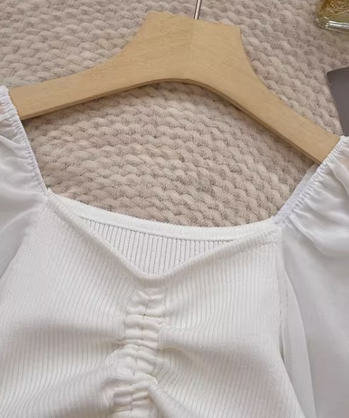 Miniministore（ミニミニストア）の「ニットトップス ドローストリング 韓国風（シャツ/ブラウス・レディース・ブラック/アイボリー/ホワイト/ダークグリーン・FREE）」の17枚目の写真