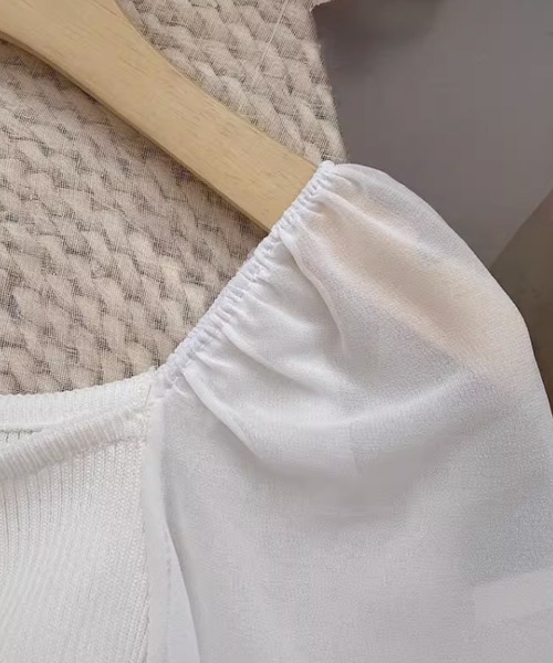 Miniministore（ミニミニストア）の「ニットトップス ドローストリング 韓国風（シャツ/ブラウス・レディース・ブラック/アイボリー/ホワイト/ダークグリーン・FREE）」の18枚目の写真