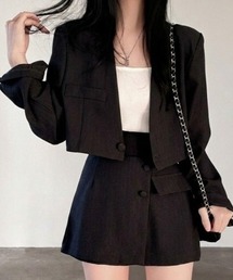 dream in the cradle（ドリームインザクレイドル）の「ノーカラージャケット＆ショートパンツセット（セットアップ）」