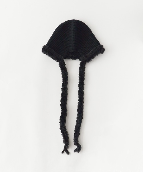 ROOPTOKYO(ループトウキョウ)の「ひも付き ニット ファーバケットハット バラクラバ(ハット・レディース・アイボリー/ブラック/ブラウン・FREE)」の2枚目の写真