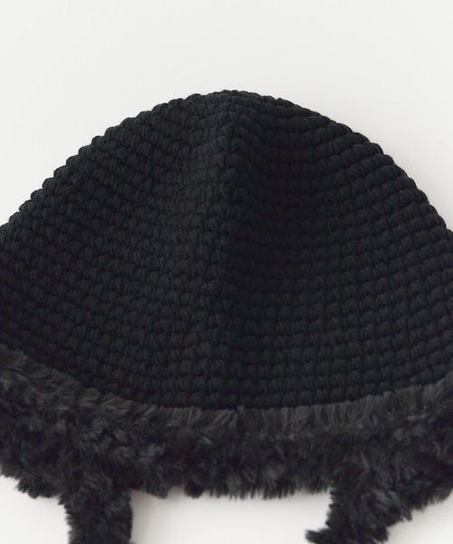 ROOPTOKYO(ループトウキョウ)の「ひも付き ニット ファーバケットハット バラクラバ(ハット・レディース・アイボリー/ブラック/ブラウン・FREE)」の4枚目の写真