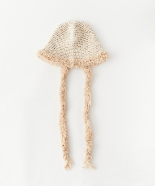 ROOPTOKYO(ループトウキョウ)の「ひも付き ニット ファーバケットハット バラクラバ(ハット・レディース・アイボリー/ブラック/ブラウン・FREE)」の7枚目の写真