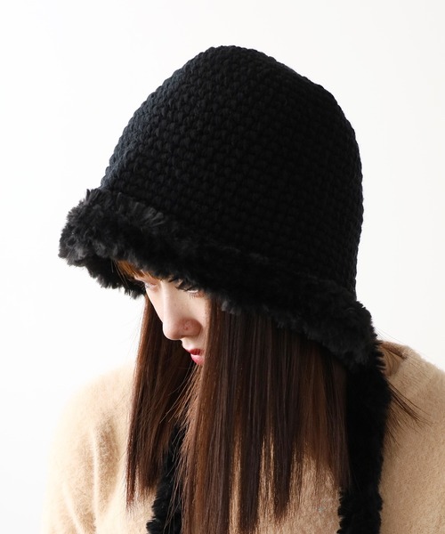 ROOPTOKYO(ループトウキョウ)の「ひも付き ニット ファーバケットハット バラクラバ(ハット・レディース・アイボリー/ブラック/ブラウン・FREE)」の12枚目の写真