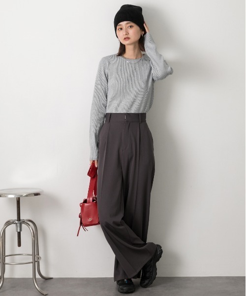 ad thie(アドティエ)の「クルーネック ラメニットプルオーバー(ニット/セーター・レディース・ブラック/グレー/レッド/ブラウン/アイボリー/ピンク・FREE)」の20枚目の写真