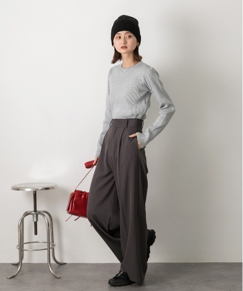 ad thie(アドティエ)の「クルーネック ラメニットプルオーバー(ニット/セーター・レディース・ブラック/グレー/レッド/ブラウン/アイボリー/ピンク・FREE)」の21枚目の写真