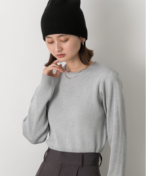 ad thie(アドティエ)の「クルーネック ラメニットプルオーバー(ニット/セーター・レディース・ブラック/グレー/レッド/ブラウン/アイボリー/ピンク・FREE)」の22枚目の写真