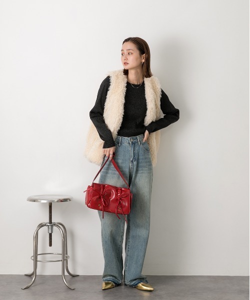 ad thie(アドティエ)の「クルーネック ラメニットプルオーバー(ニット/セーター・レディース・ブラック/グレー/レッド/ブラウン/アイボリー/ピンク・FREE)」の18枚目の写真