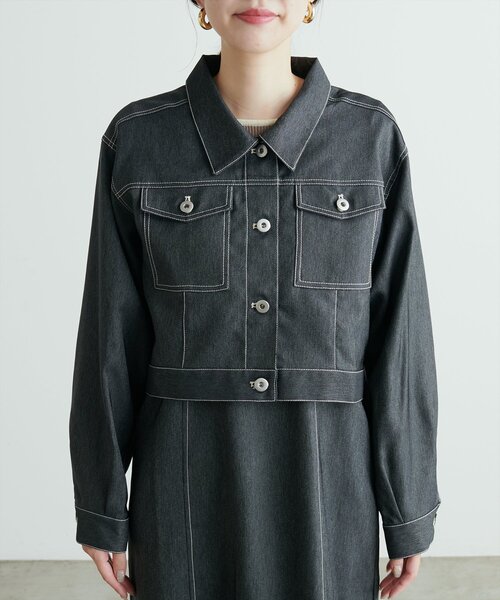 natural couture（ナチュラルクチュール）の「デニム風ショート丈ブルゾン（ブルゾン・レディース・ブラウン/その他1/インディゴブルー/ブラック・FREE）」の20枚目の写真