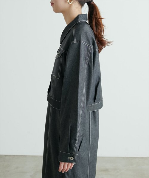 natural couture（ナチュラルクチュール）の「デニム風ショート丈ブルゾン（ブルゾン・レディース・ブラウン/その他1/インディゴブルー/ブラック・FREE）」の21枚目の写真