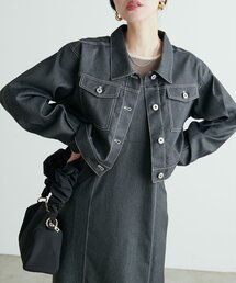 natural couture | デニム風ショート丈ブルゾン(ブルゾン)