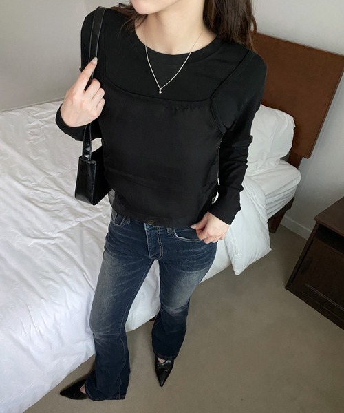 by muni:r(バイ ムニール)の「メッシュレイヤードトップス(Tシャツ/カットソー・レディース・ホワイト/ブラック/グレー系その他/クリーム・FREE)」の21枚目の写真