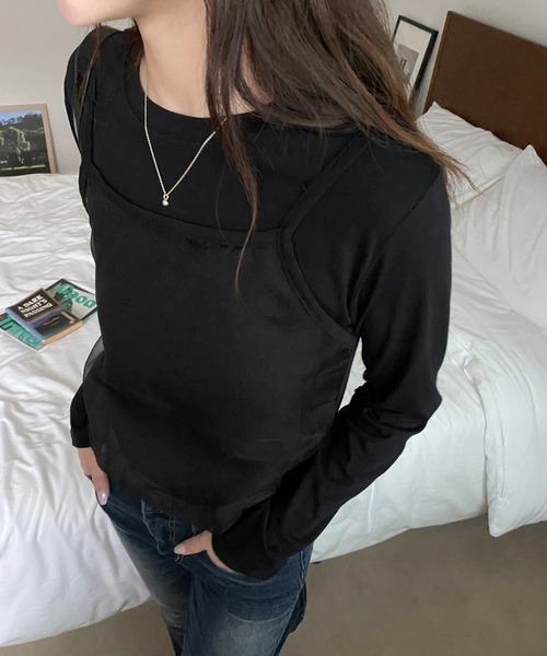 by muni:r(バイ ムニール)の「メッシュレイヤードトップス(Tシャツ/カットソー・レディース・ホワイト/ブラック/グレー系その他/クリーム・FREE)」の22枚目の写真