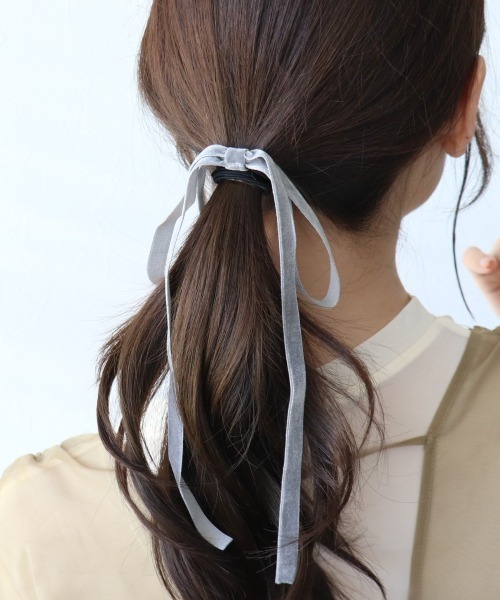ベロア細リボンヘアゴム（ヘアゴム）｜Three Four Time（スリー
