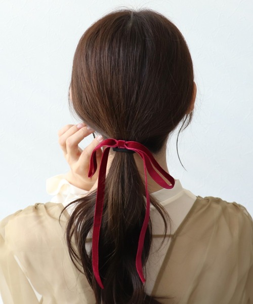 ベロア細リボンヘアゴム（ヘアゴム）｜Three Four Time（スリー