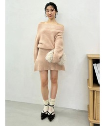 LILY BROWN | オフショルダーラメニットセットアップ(ワンピース)