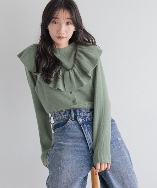 LOWRYS FARM(ローリーズファーム)の「マルチWAYフリル2P 116691(ニット/セーター・レディース・ブルー/グリーン/ベージュ/ブラック・FREE)」の5枚目の写真