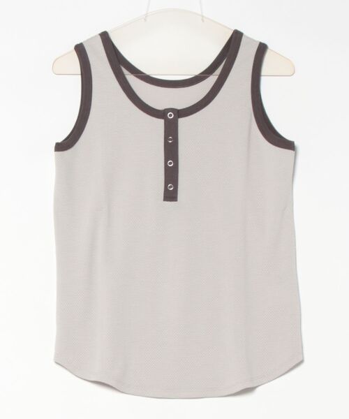 INTERPLANET（インタープラネット）の「ラッセル編ヘンリーネック２ＷＡＹタンク（タンクトップ・レディース・オフホワイト/グレイッシュベージュ/ブラック・FREE）」の10枚目の写真