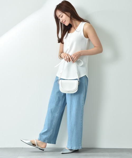 INTERPLANET（インタープラネット）の「ラッセル編ヘンリーネック２ＷＡＹタンク（タンクトップ・レディース・オフホワイト/グレイッシュベージュ/ブラック・FREE）」の18枚目の写真