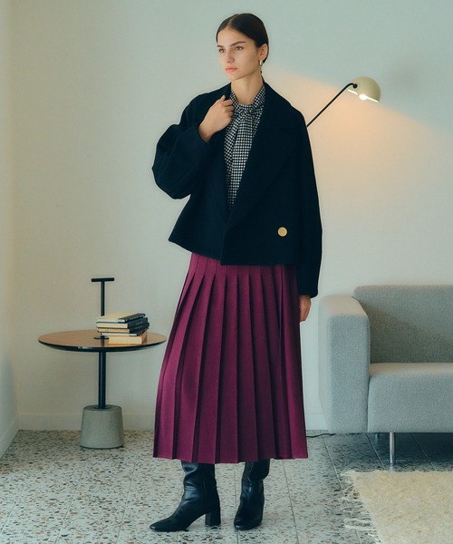 YECCA VECCA（イェッカヴェッカ）の「ビッグカラーウールショートコート（その他アウター・レディース・ライトベージュ/ブラック・FREE）」の8枚目の写真