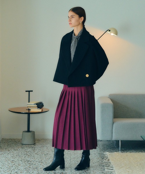 YECCA VECCA（イェッカヴェッカ）の「ビッグカラーウールショートコート（その他アウター・レディース・ライトベージュ/ブラック・FREE）」の9枚目の写真